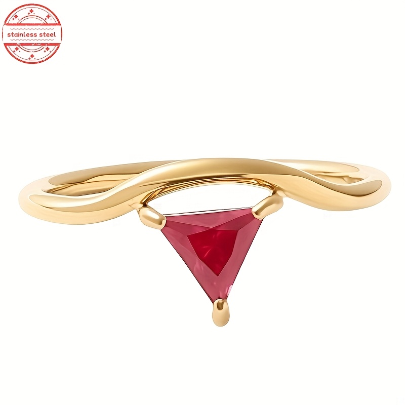 Fashion Elegant December Stainless Steel Triangle Ring